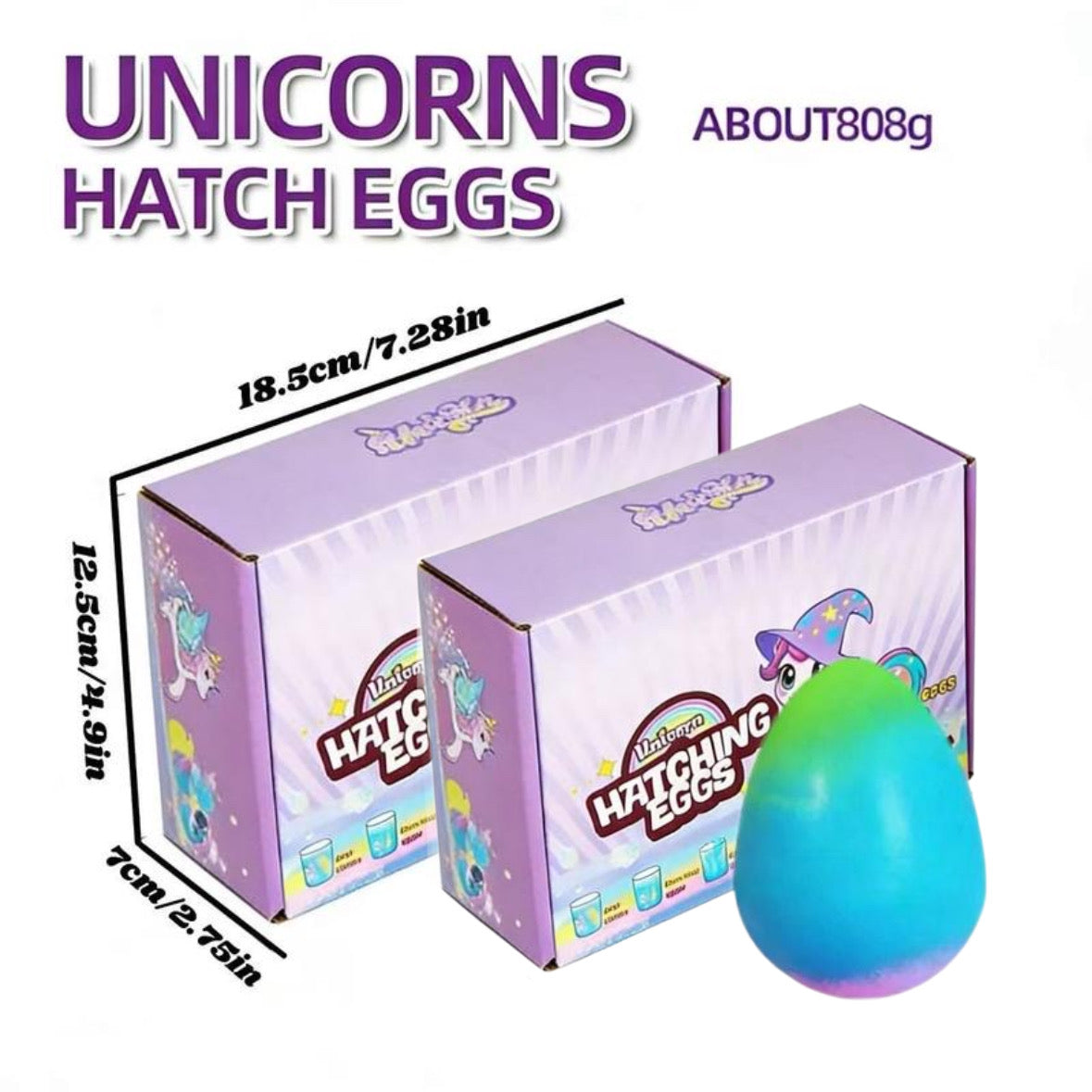 6 Pack Hatching Growing Unicorn Eggs Rainbow Colorful Eggs