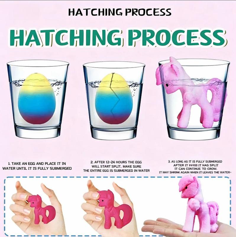 6 Pack Hatching Growing Unicorn Eggs Rainbow Colorful Eggs