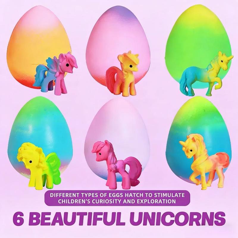6 Pack Hatching Growing Unicorn Eggs Rainbow Colorful Eggs